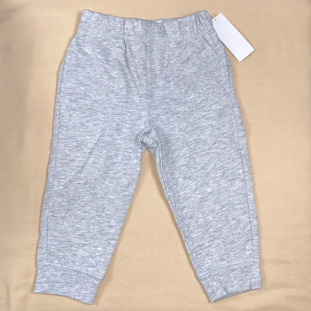 NWT Boys 5T Heather Gray Soft Jersey Cotton Joggers Pull On Pants Elastic Waist